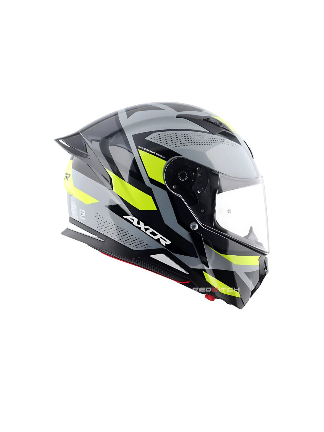 Axor Hunter Motorcycle Helmet in grey and green, featuring advanced protection, aerodynamic design, and stylish color combination for enhanced rider safety and comfort