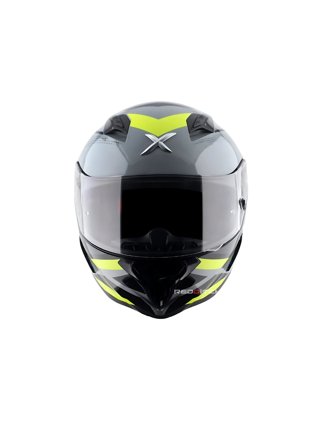 Axor Hunter Motorcycle Helmet in grey and green, featuring advanced protection, aerodynamic design, and stylish color combination for enhanced rider safety and comfort