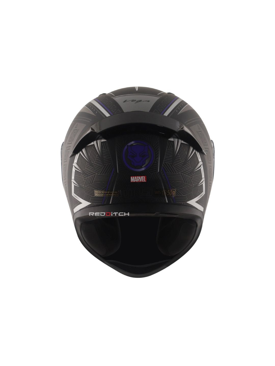 Vega Bolt Marvel Black Panther Edition motorcycle helmet with a sleek Black Panther design, offering advanced protection, comfort, and style for every rider