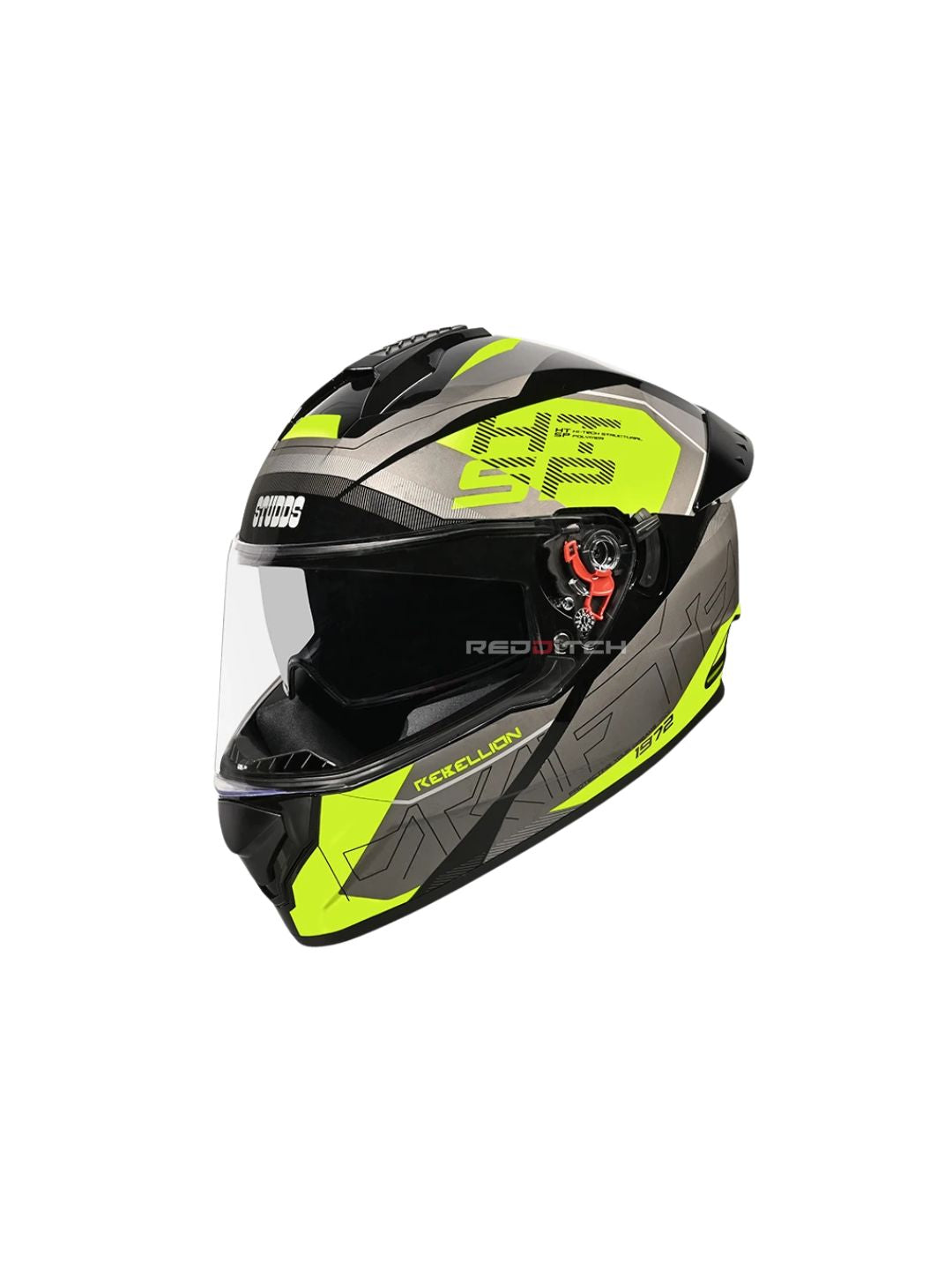 DRIFTER D6 REBELLION BLACK FLUORESCENT YELLOW – Premium full-face motorcycle helmet with a striking black and fluorescent yellow design. Ensures superior protection, comfort, and a secure fit for every ride. Available at the **best helmet shop in India**.