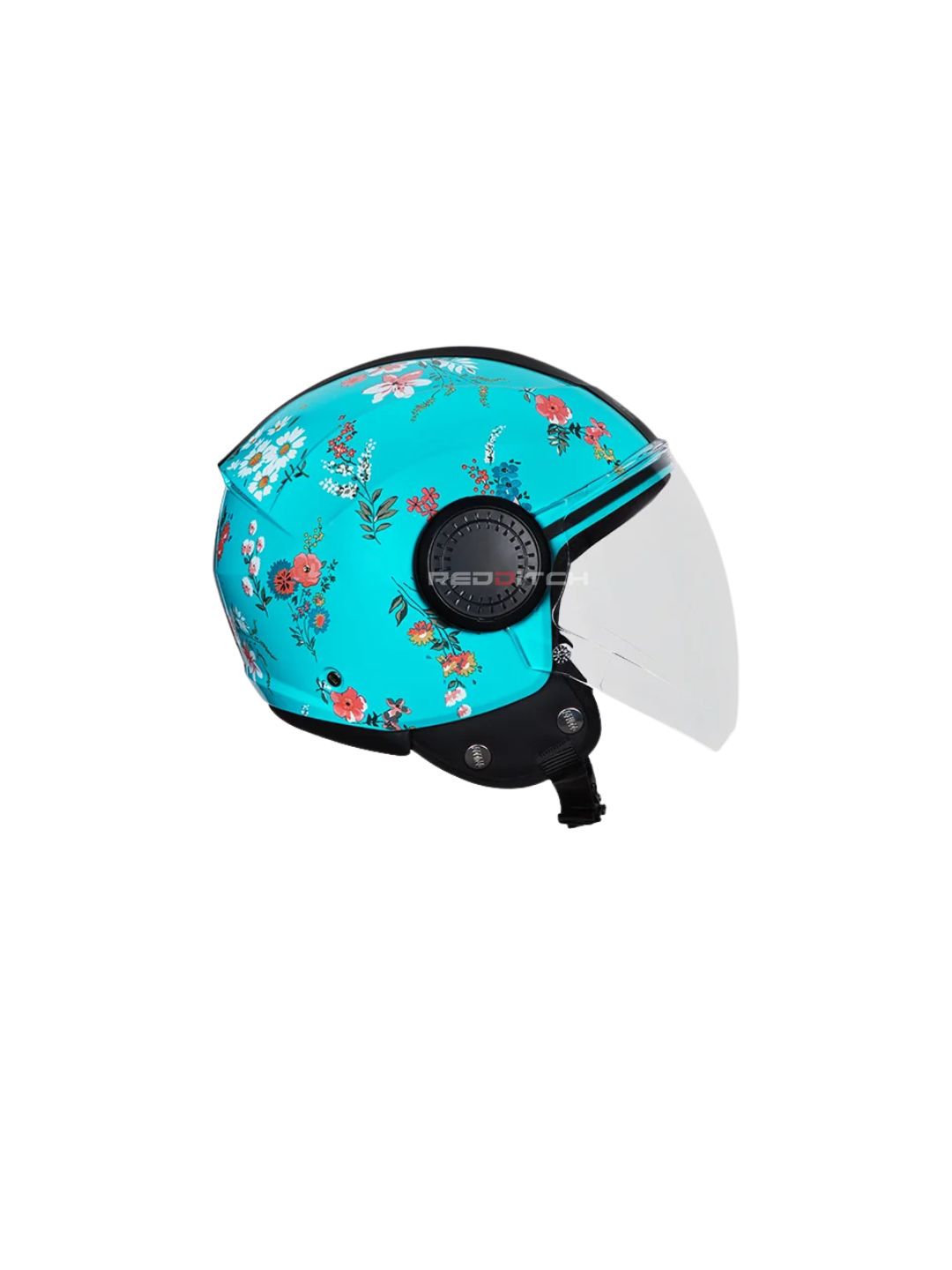 STUDDS URBAN SUPER D2 BLUE WITH FLOWER – Stylish open-face motorcycle helmet featuring a vibrant blue design with floral graphics. Ensures superior protection, comfort, and a secure fit for every ride. Available at the **best helmet shop in India**.