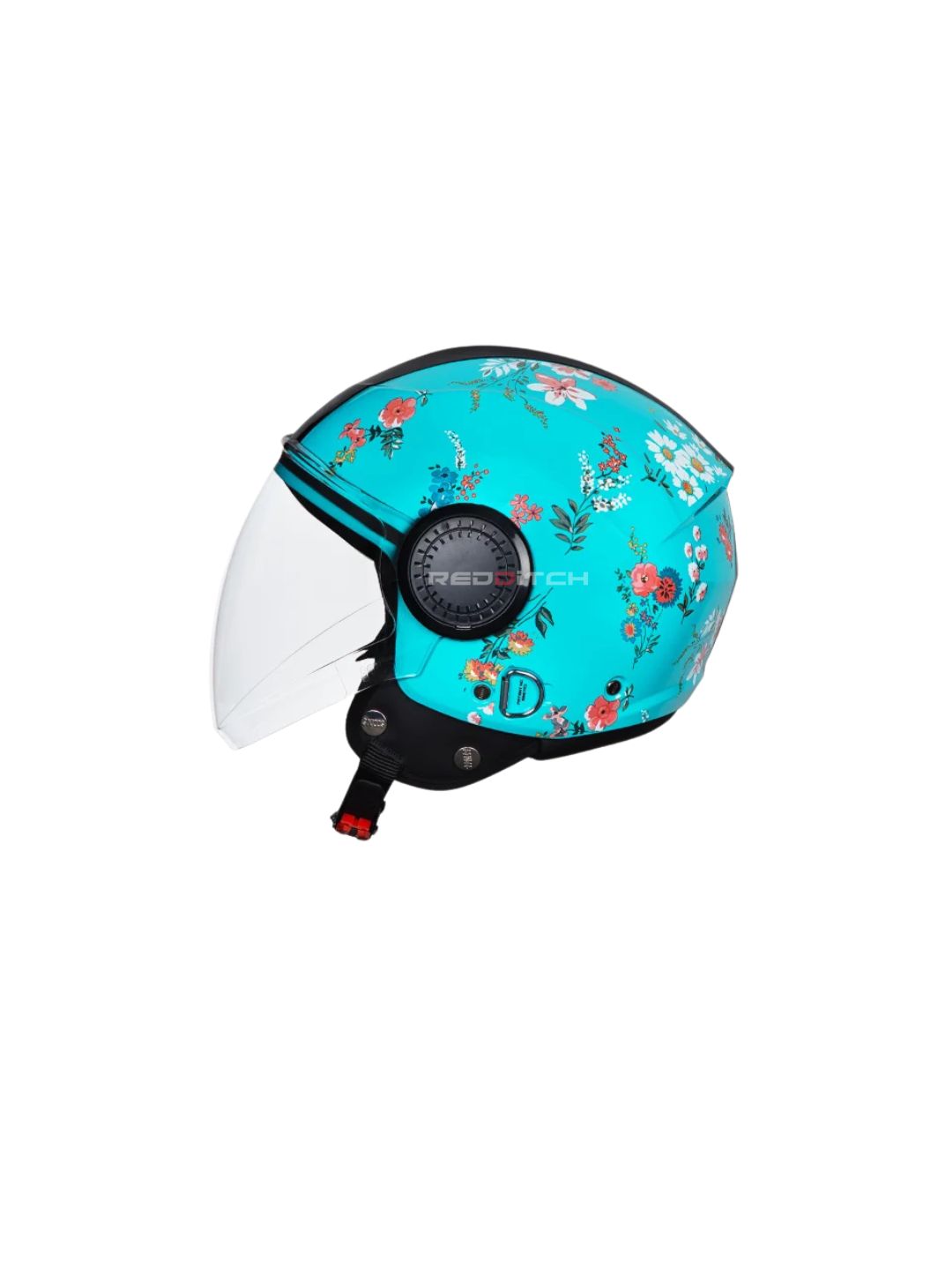 STUDDS URBAN SUPER D2 BLUE WITH FLOWER – Stylish open-face motorcycle helmet featuring a vibrant blue design with floral graphics. Ensures superior protection, comfort, and a secure fit for every ride. Available at the **best helmet shop in India**.