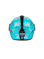 STUDDS URBAN SUPER D2 BLUE WITH FLOWER – Stylish open-face motorcycle helmet featuring a vibrant blue design with floral graphics. Ensures superior protection, comfort, and a secure fit for every ride. Available at the **best helmet shop in India**.