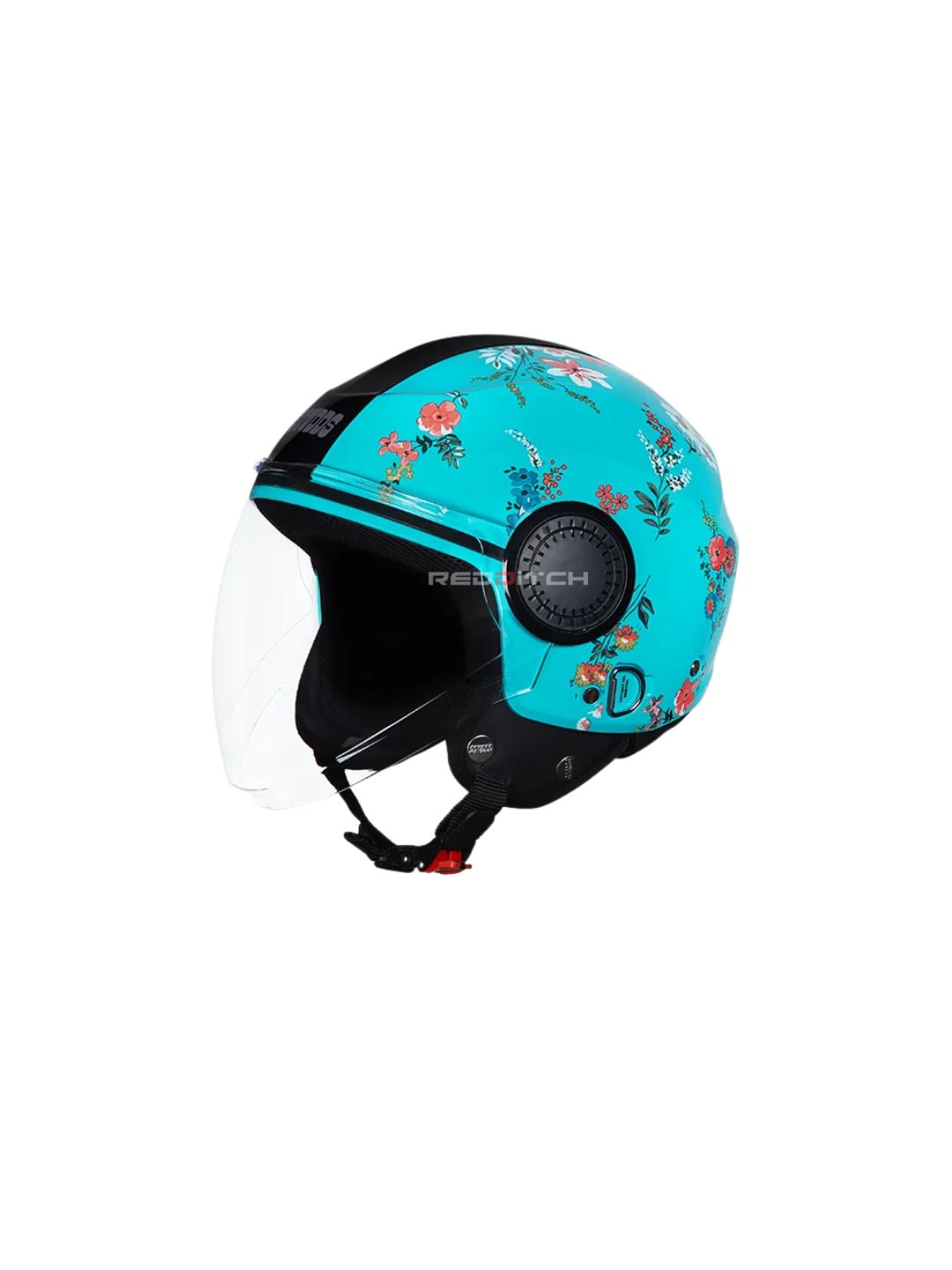 STUDDS URBAN SUPER D2 BLUE WITH FLOWER – Stylish open-face motorcycle helmet featuring a vibrant blue design with floral graphics. Ensures superior protection, comfort, and a secure fit for every ride. Available at the **best helmet shop in India**.