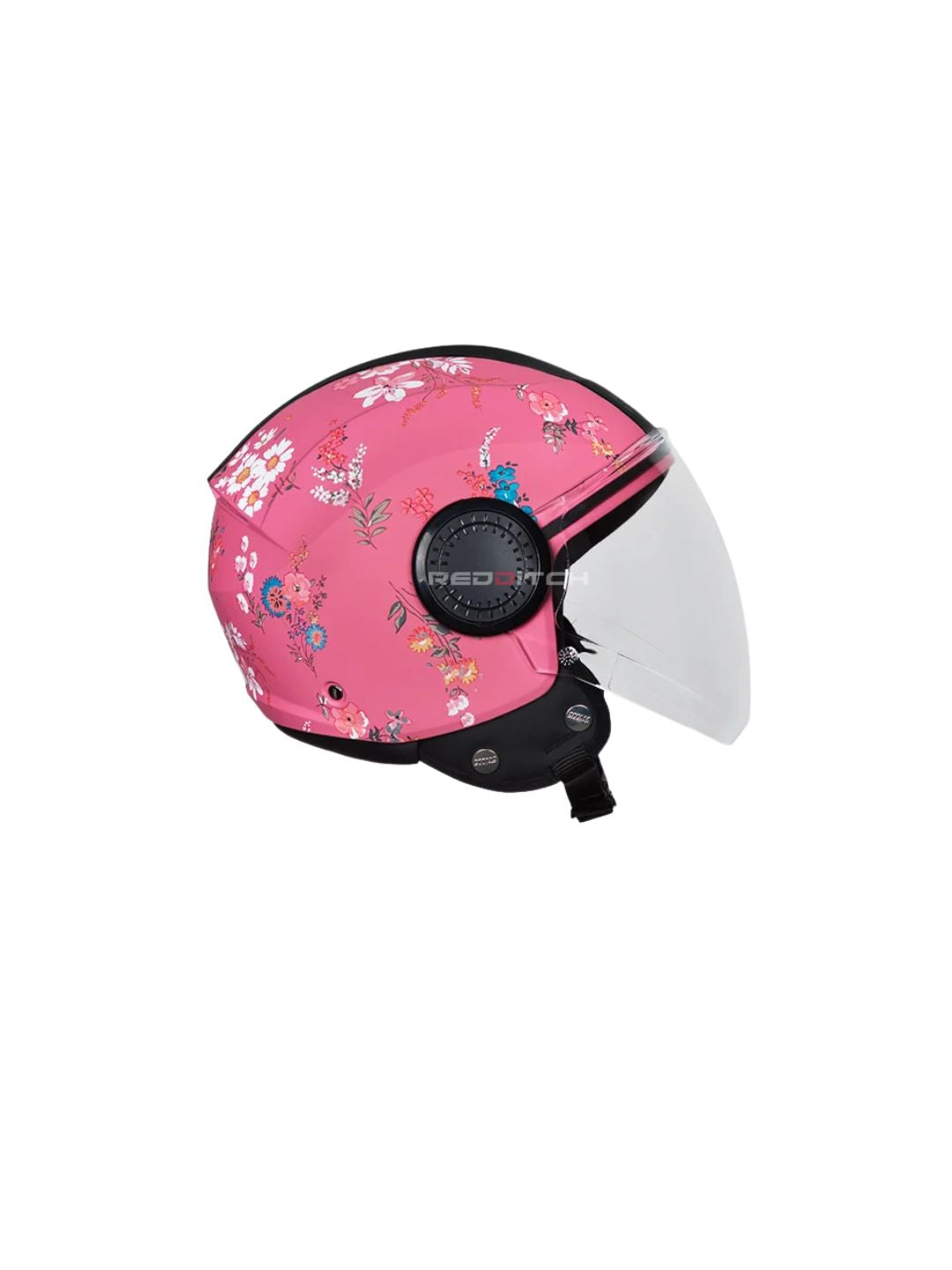 STUDDS URBAN SUPER D2 PINK WITH FLOWER – Elegant open-face motorcycle helmet with a stylish pink design and floral graphics. Provides superior protection, comfort, and a secure fit for every ride. Available at the **best helmet shop in India**.