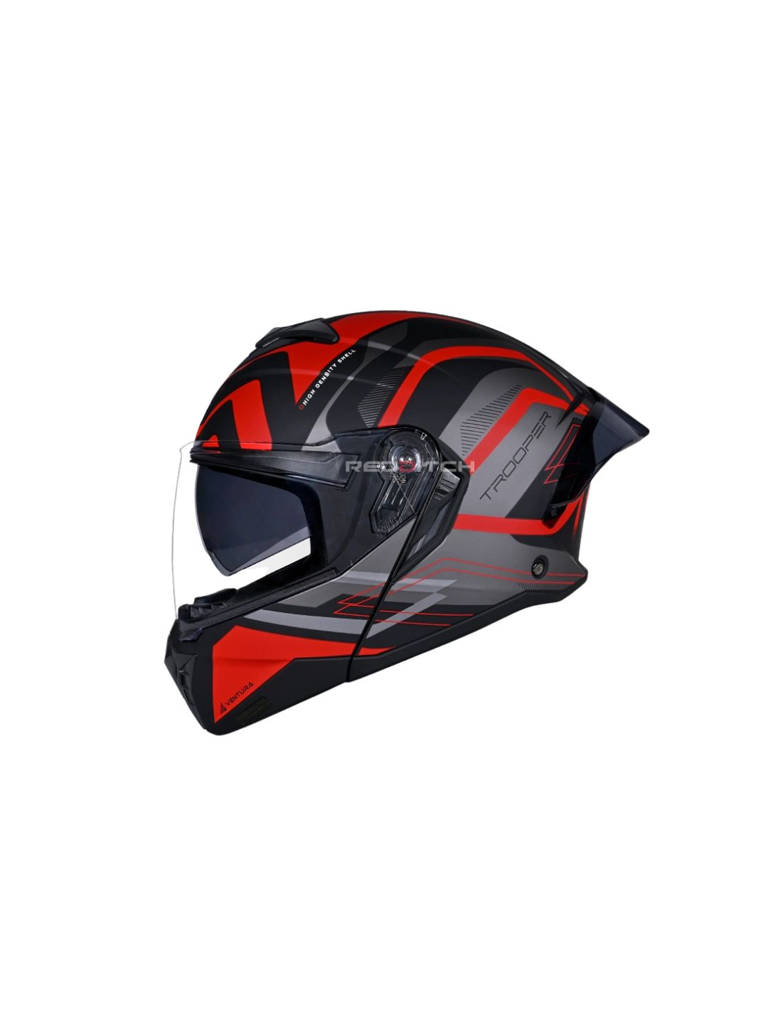 STUDDS TROOPER D3 BLACK N2 RED – Premium modular motorcycle helmet with a bold black and red design. Ensures superior protection, comfort, and a secure fit for every ride. Available at the **best helmet shop in India**.