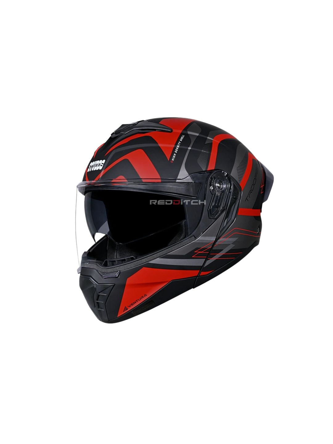 STUDDS TROOPER D3 BLACK N2 RED – Premium modular motorcycle helmet with a bold black and red design. Ensures superior protection, comfort, and a secure fit for every ride. Available at the **best helmet shop in India**.