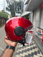 STUDDS URBAN SUPER CHERRY RED (BLACK STRIP) – Stylish open-face motorcycle helmet featuring a bold cherry red color with a sleek black stripe. Ensures superior protection, comfort, and a secure fit for every ride. Available at the **best helmet shop in India**.