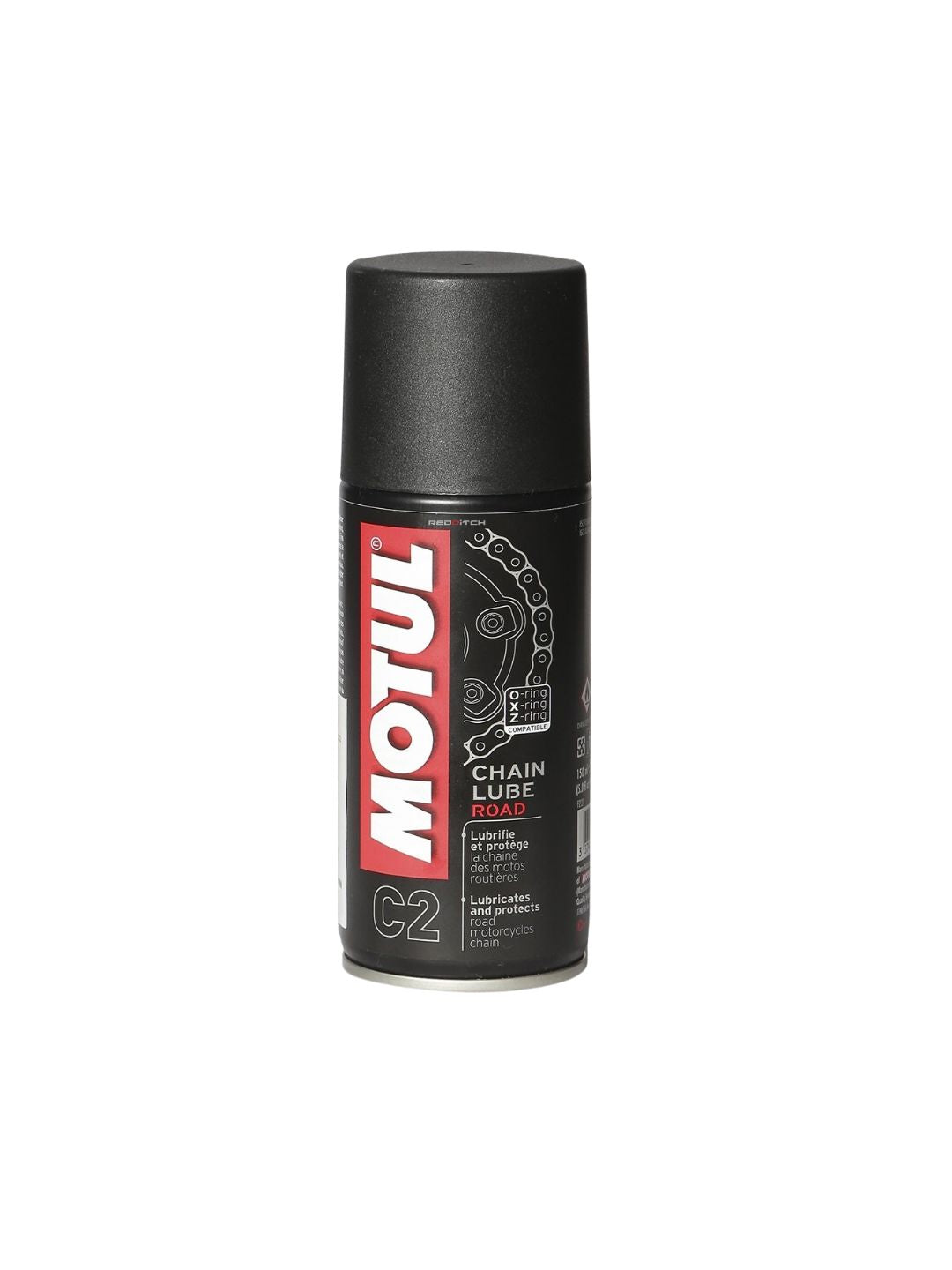 Motul Chain Lube Spray (150/400ml), a high-performance lubricant designed to provide superior protection to motorcycle chains, reduce friction, and ensure smooth operation, extending chain life and enhancing performance.