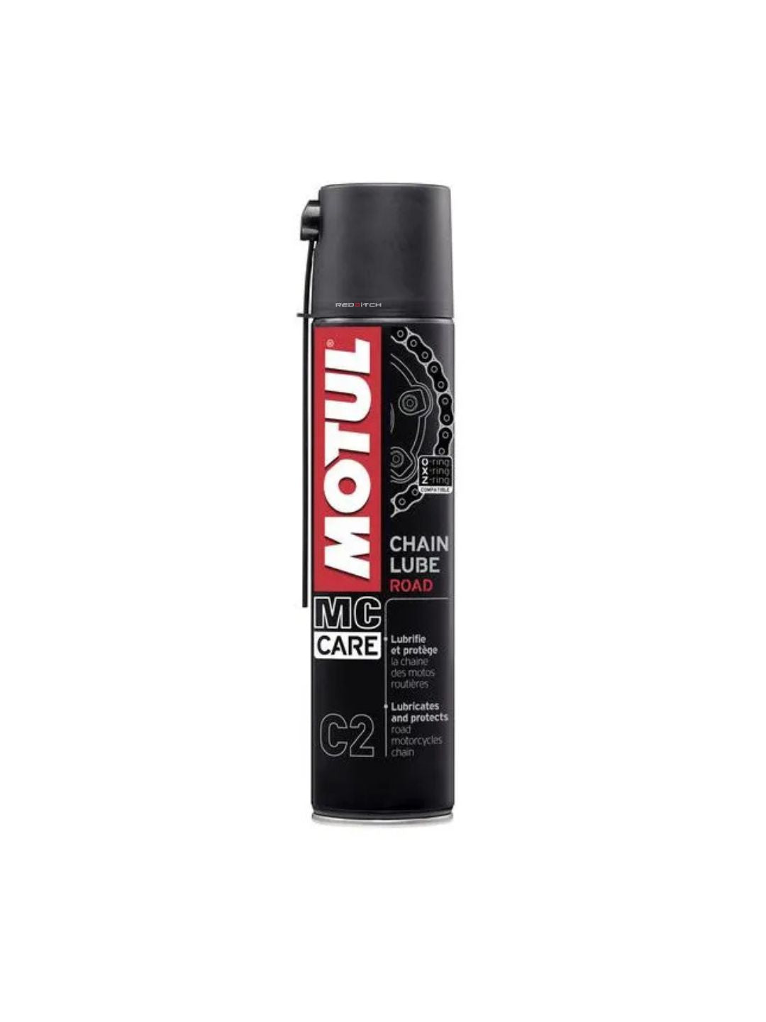 Motul Chain Lube Spray (150/400ml), a high-performance lubricant designed to provide superior protection to motorcycle chains, reduce friction, and ensure smooth operation, extending chain life and enhancing performance.