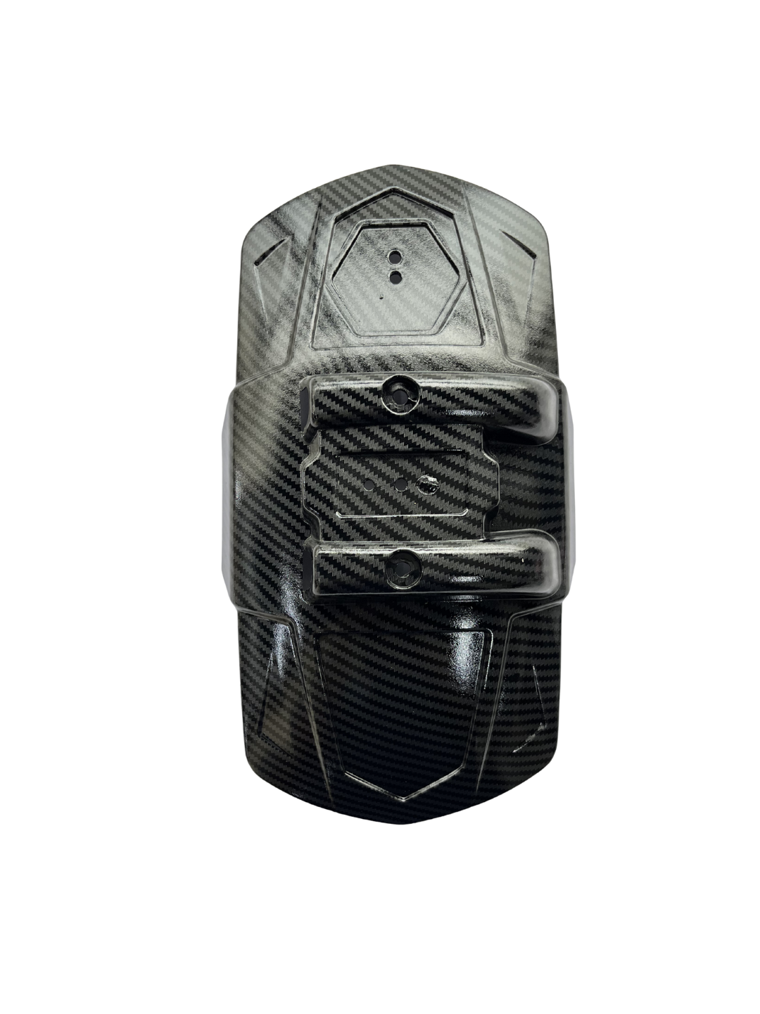 Carbon fiber-textured device on a white background