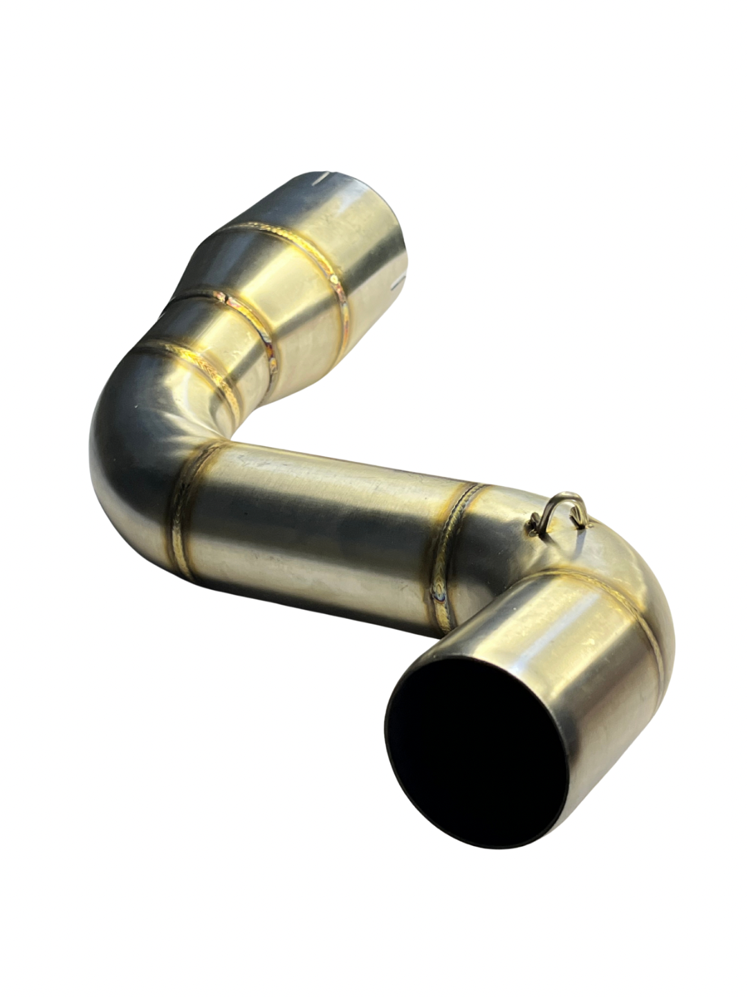 Metallic exhaust pipe on a white background