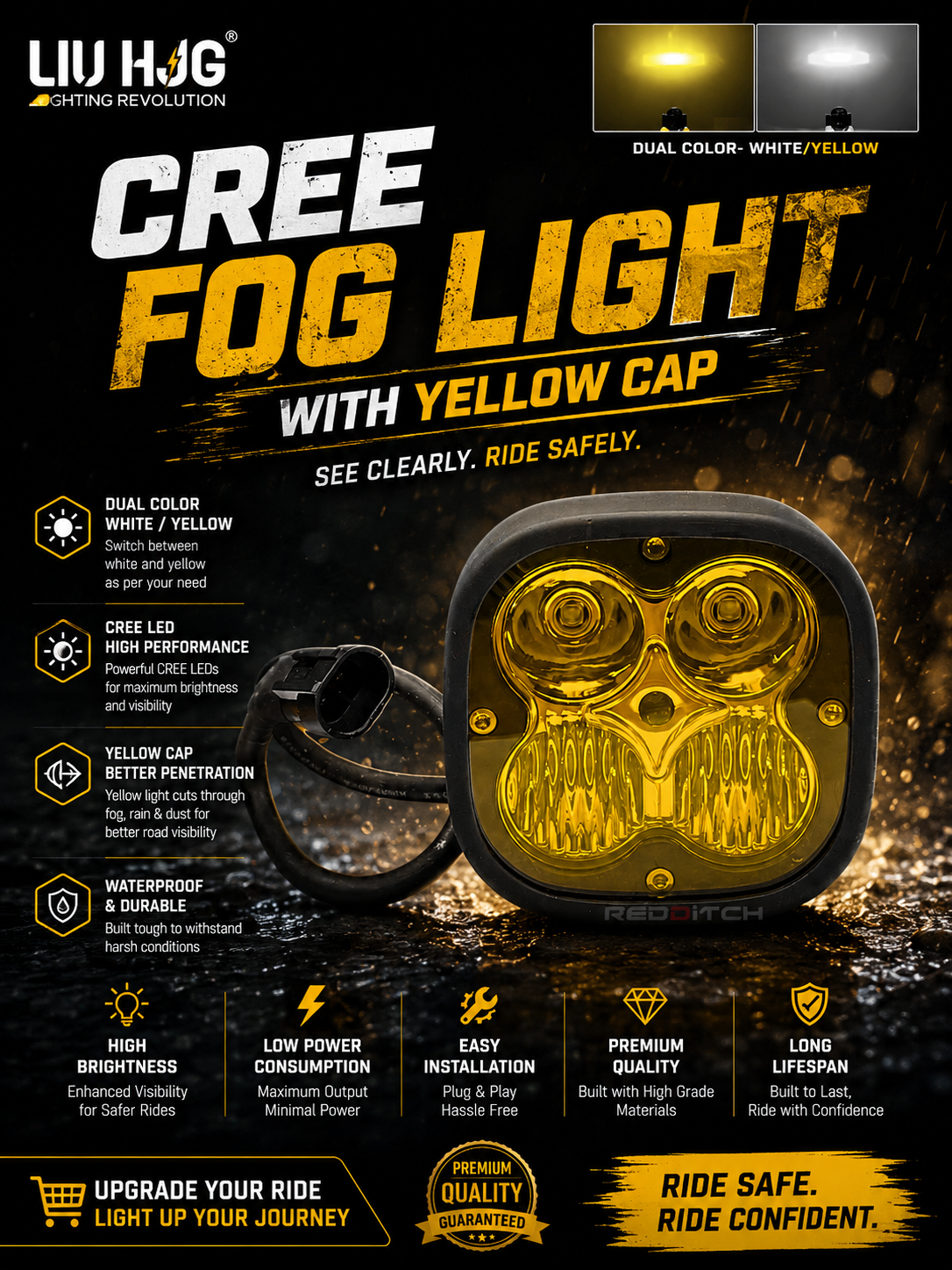 LIU HJG CREE FOG WITH YELLOW CAP