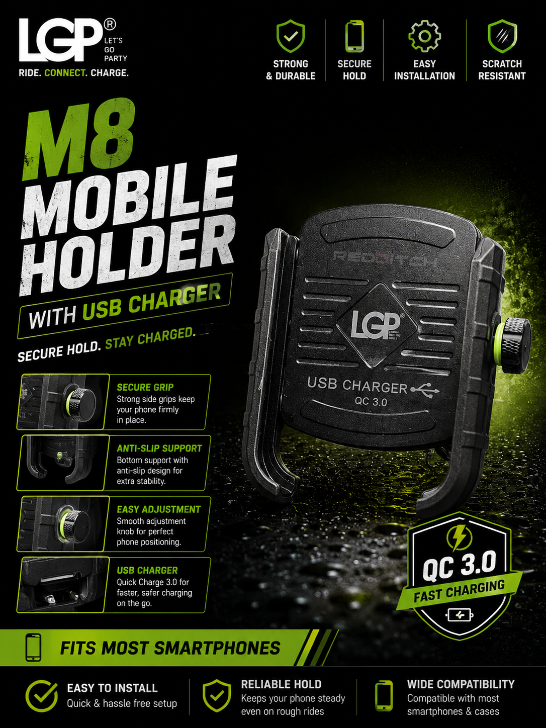 M8 MOBILE HOLDER WITH USB /LGP