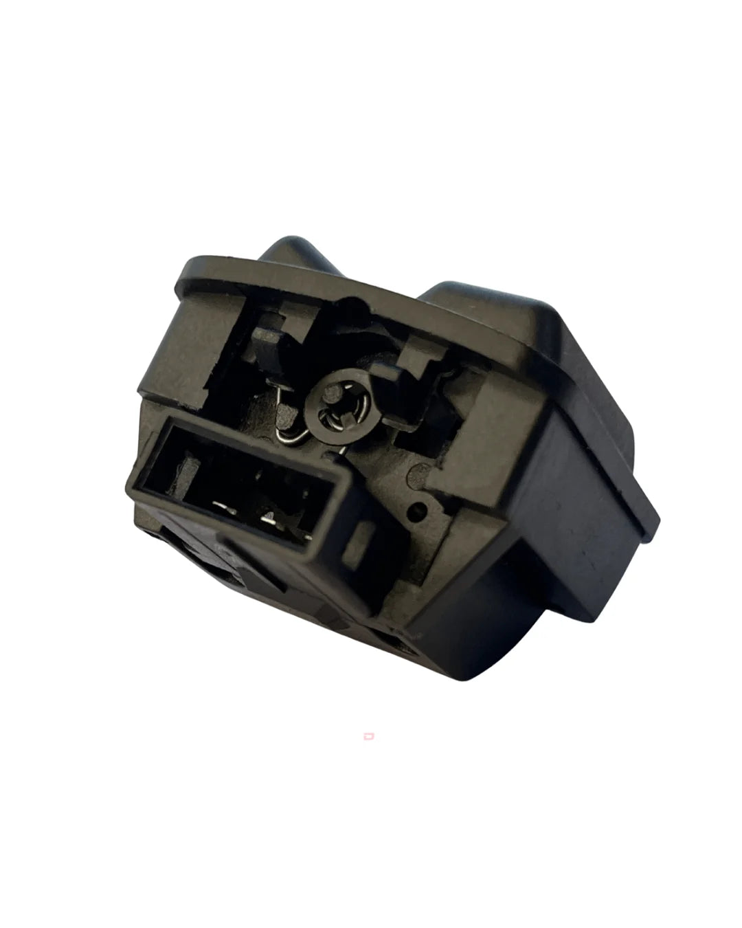 Black mechanical keyboard switch on a white background