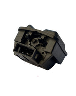 Black mechanical keyboard switch on a white background