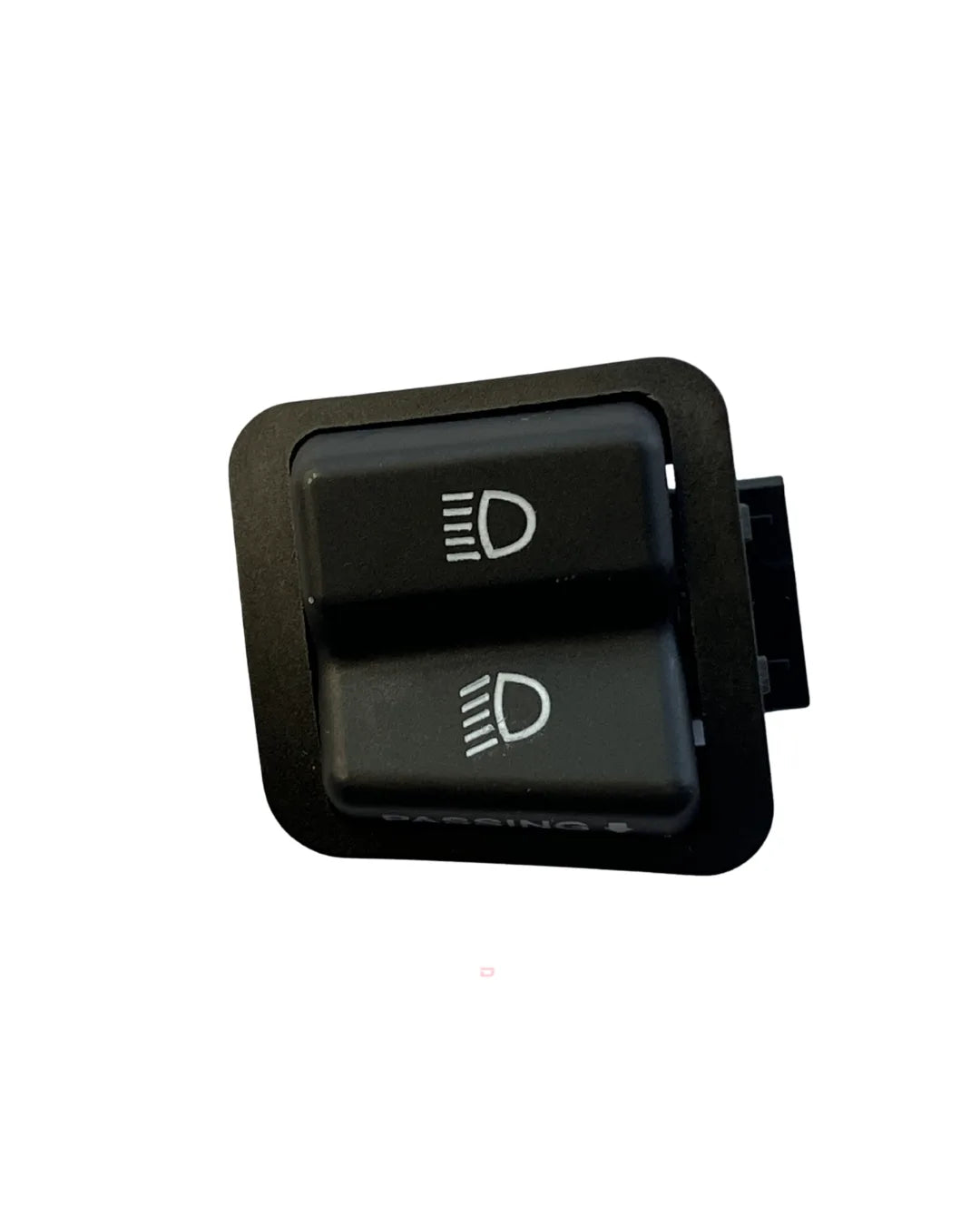 Black car switch panel with two buttons on a white background