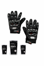 Pair of black gloves with brand logo on a white background, accompanied by three black boxes labeled 'Slim 9'.