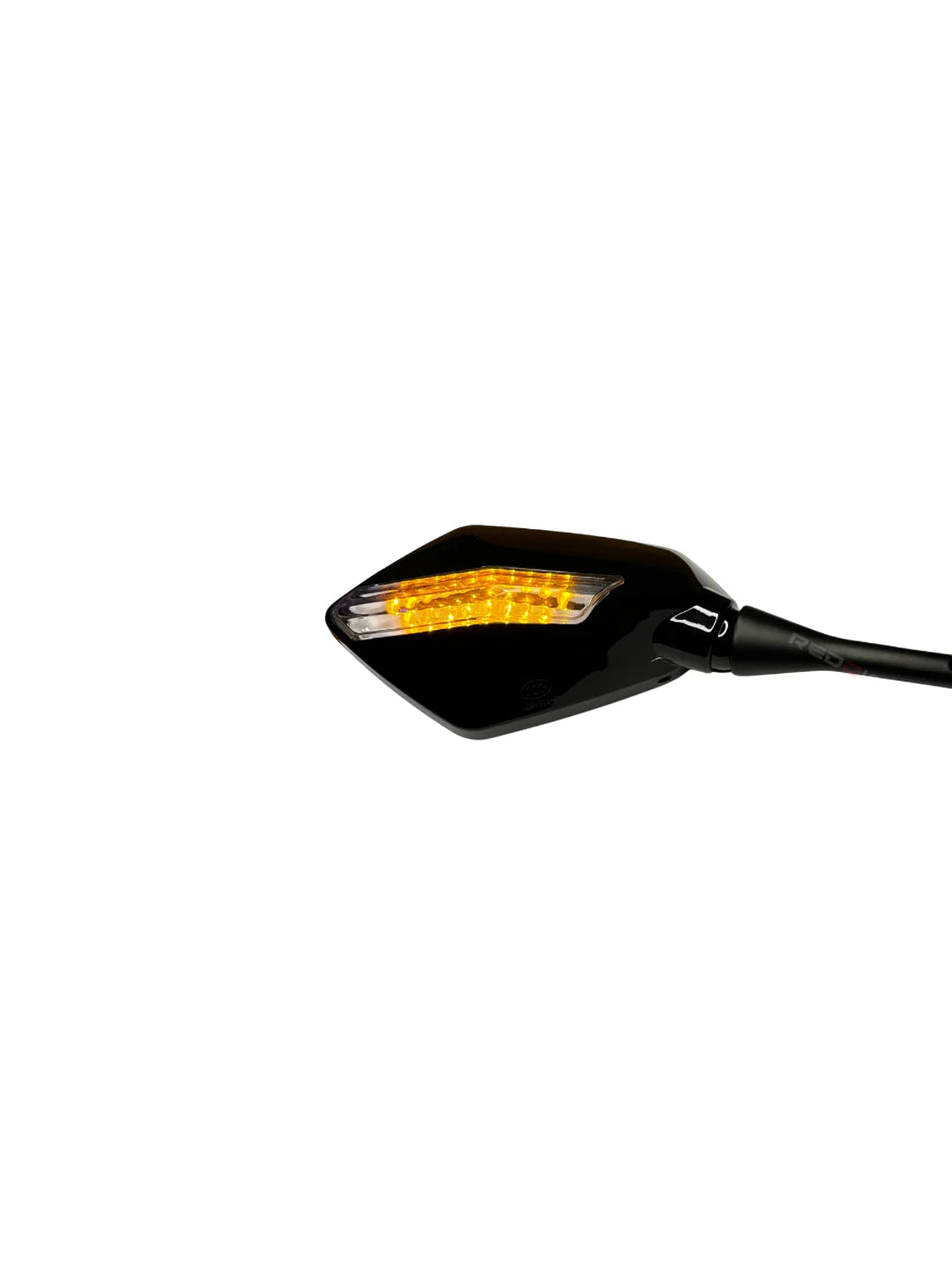 Motorcycle turn signal indicator on a white background