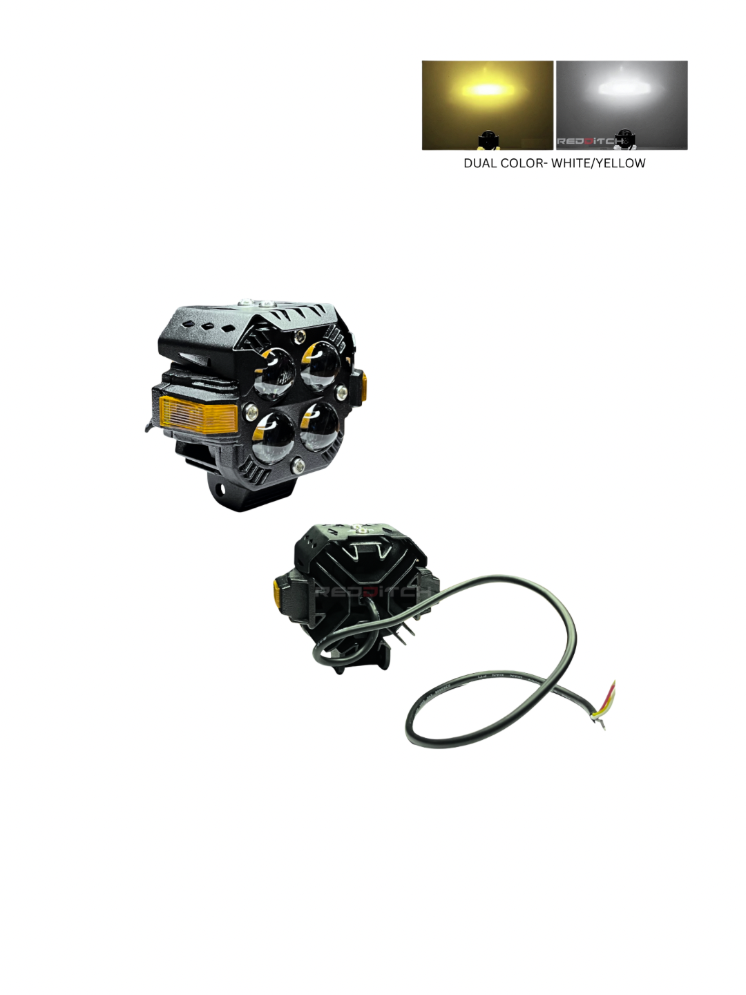Two automotive alternators with a dual color option label on a white background.
