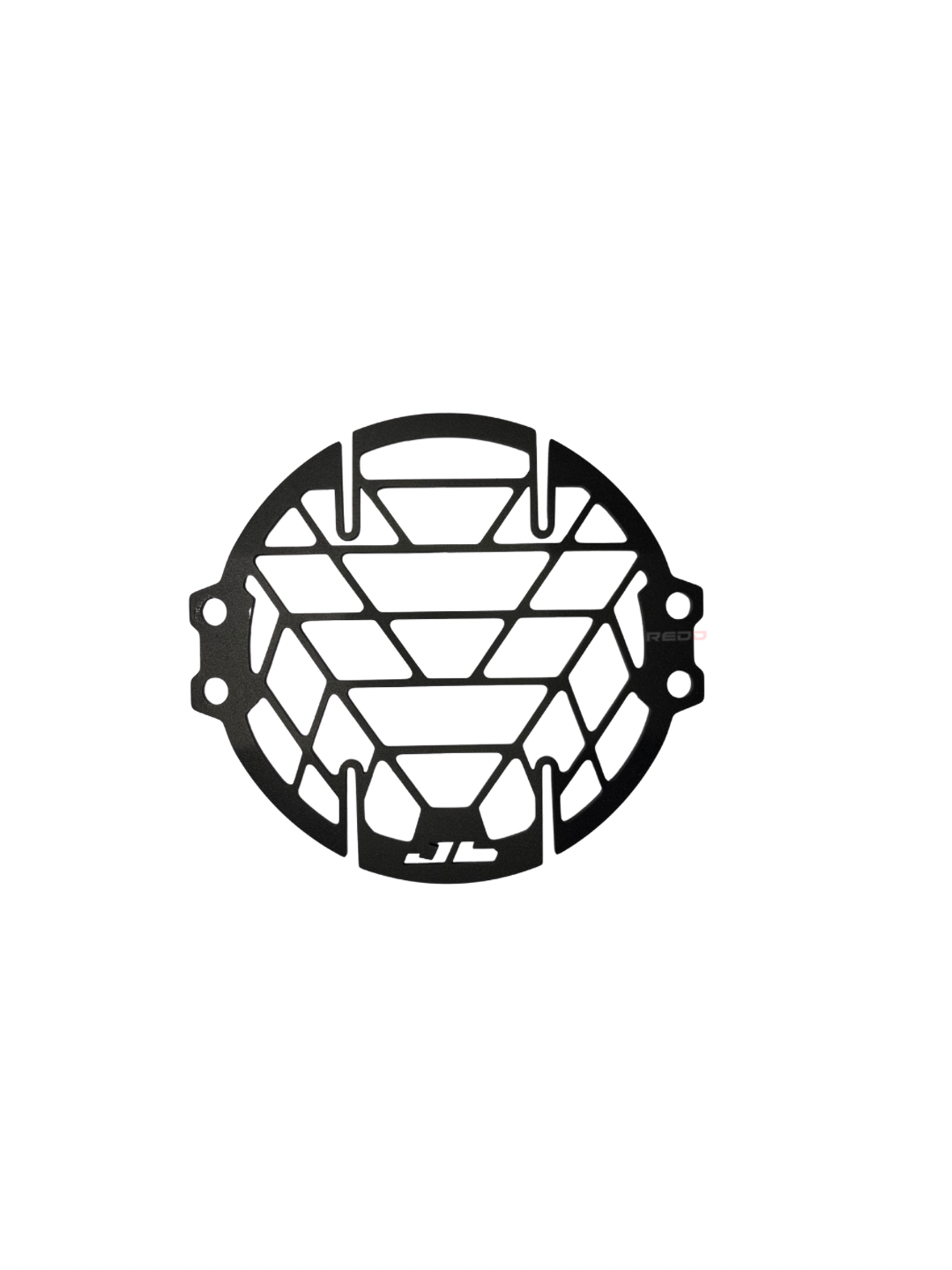 Black and white geometric design on a white background