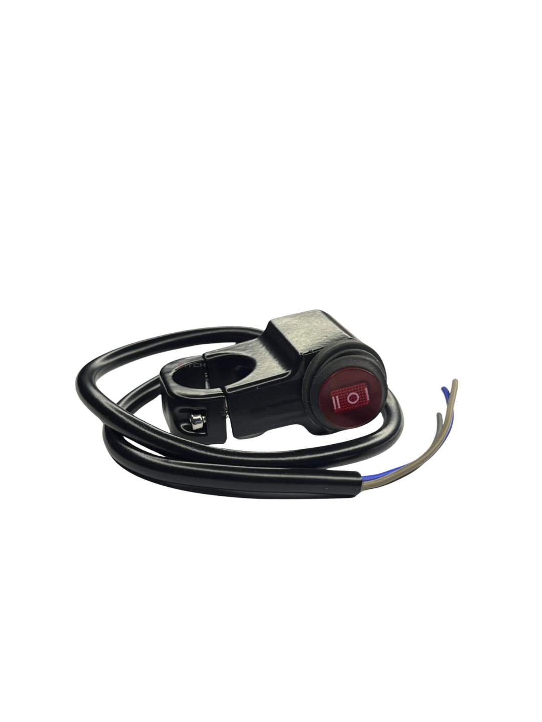 Motorcycle ignition switch with wiring on a white background