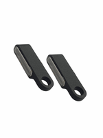 Two black fabric shaver tools on a white background