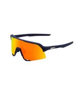 Sunglasses with orange lenses and black frame on a white background