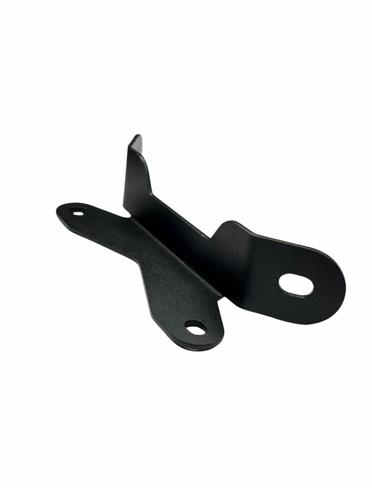 Black metal bracket on a white background