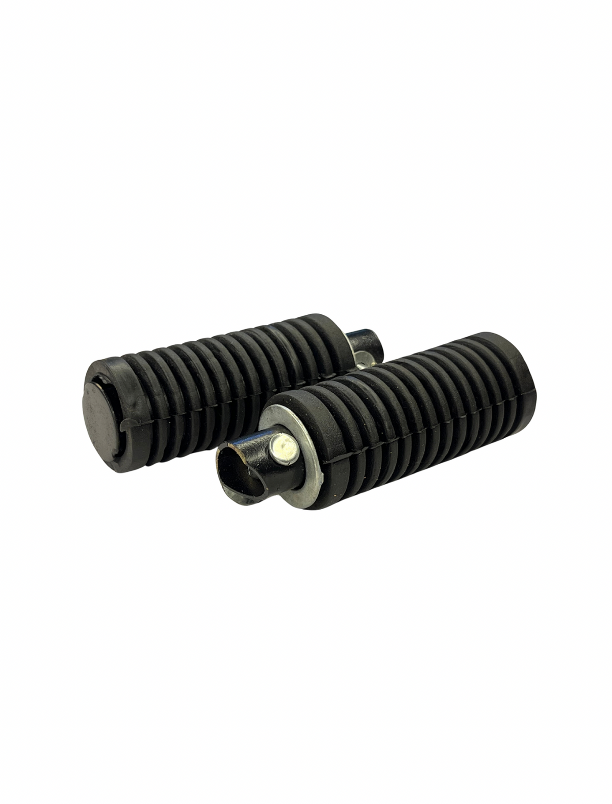 Two black metal springs on a white background