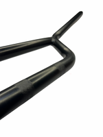 Black metal bar with a curved design on a white background