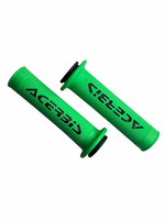 Green motorcycle grips with Acerbis branding on a white background