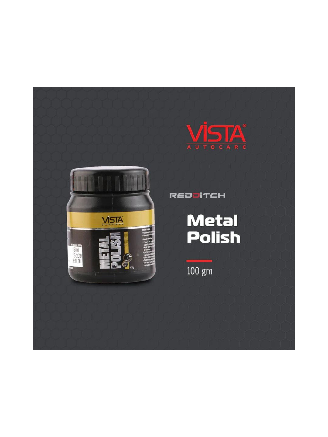 Vista Metal Polish (100g) is a premium solution for restoring the shine of metal surfaces. It effectively removes tarnish, rust, and oxidation, leaving a brilliant, long-lasting finish. Suitable for a variety of metals, it's perfect for maintaining the gleam of your bike's chrome and metal parts.