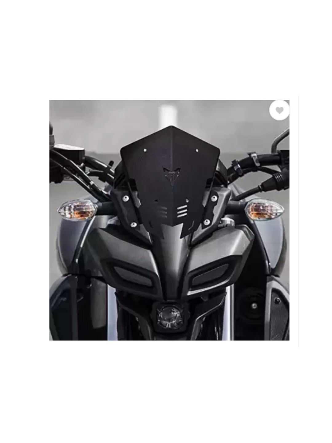 MT 15 Metal Visor Black, a durable and stylish accessory designed for the Yamaha MT 15, providing added protection and a sleek black finish to enhance the bike's aggressive look.