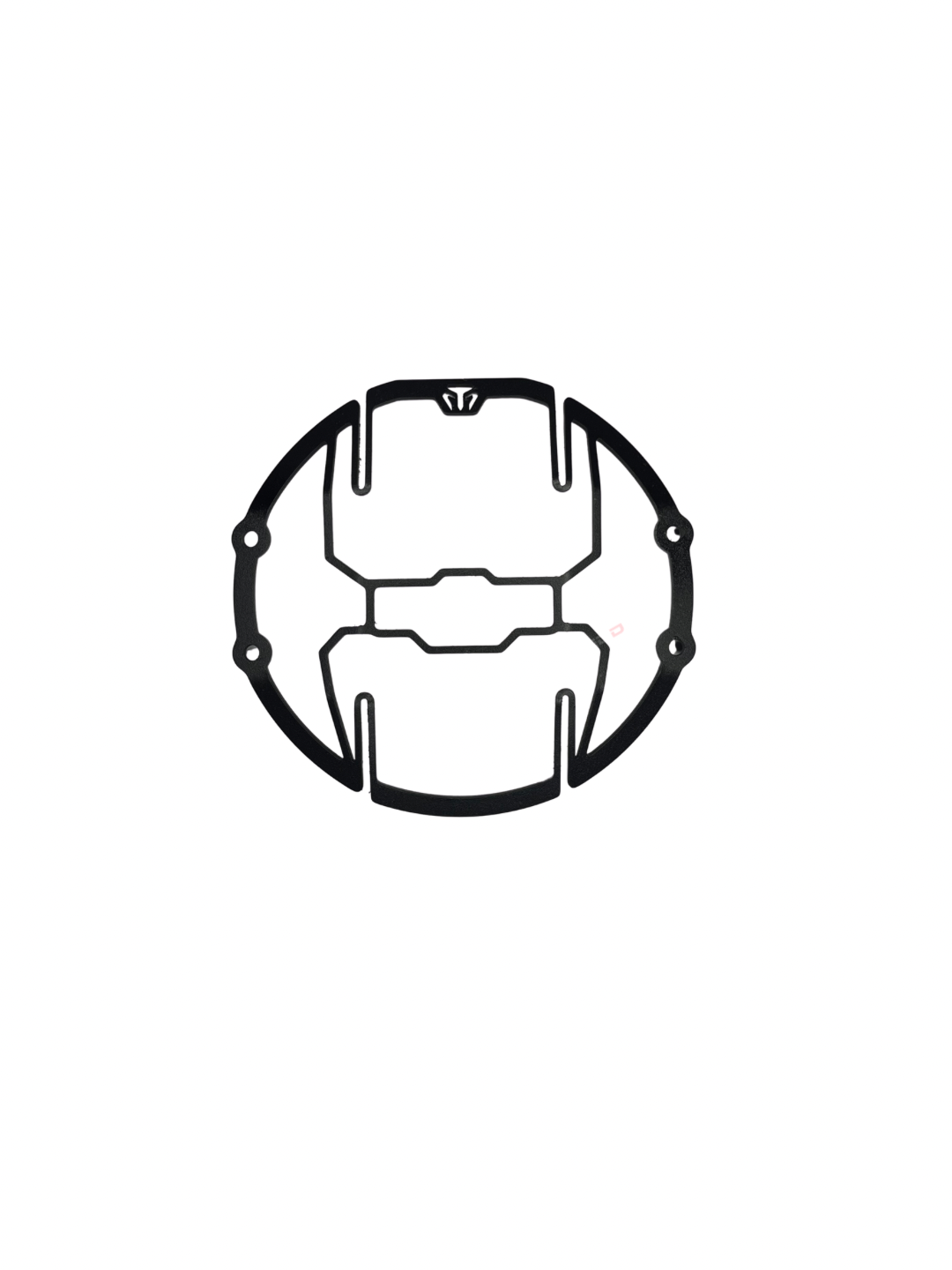 Black and white line drawing of a circular mechanical component on a white background