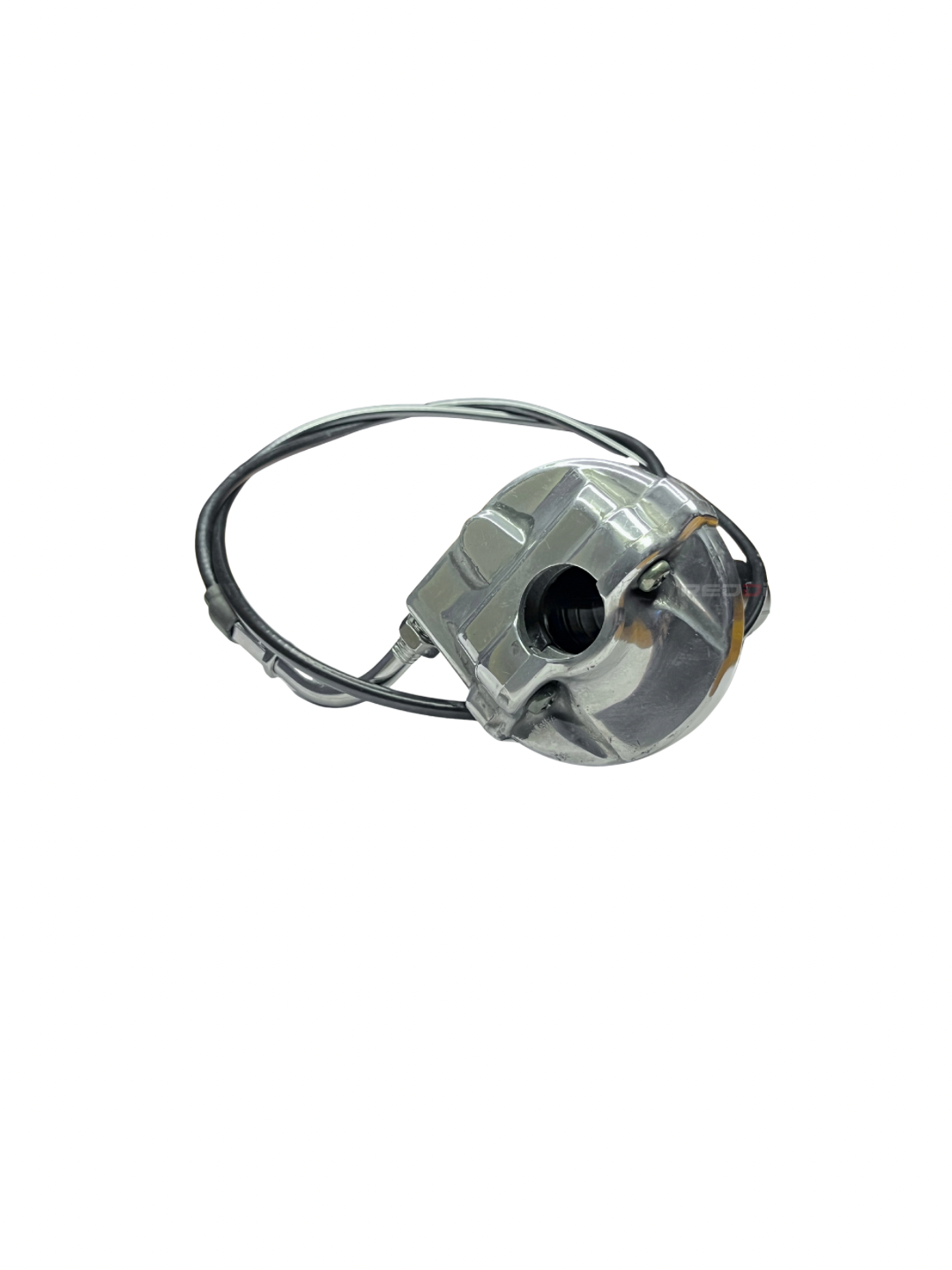 Metallic mechanical component on a white background