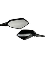 Motorcycle mirrors with turn signals on a white background