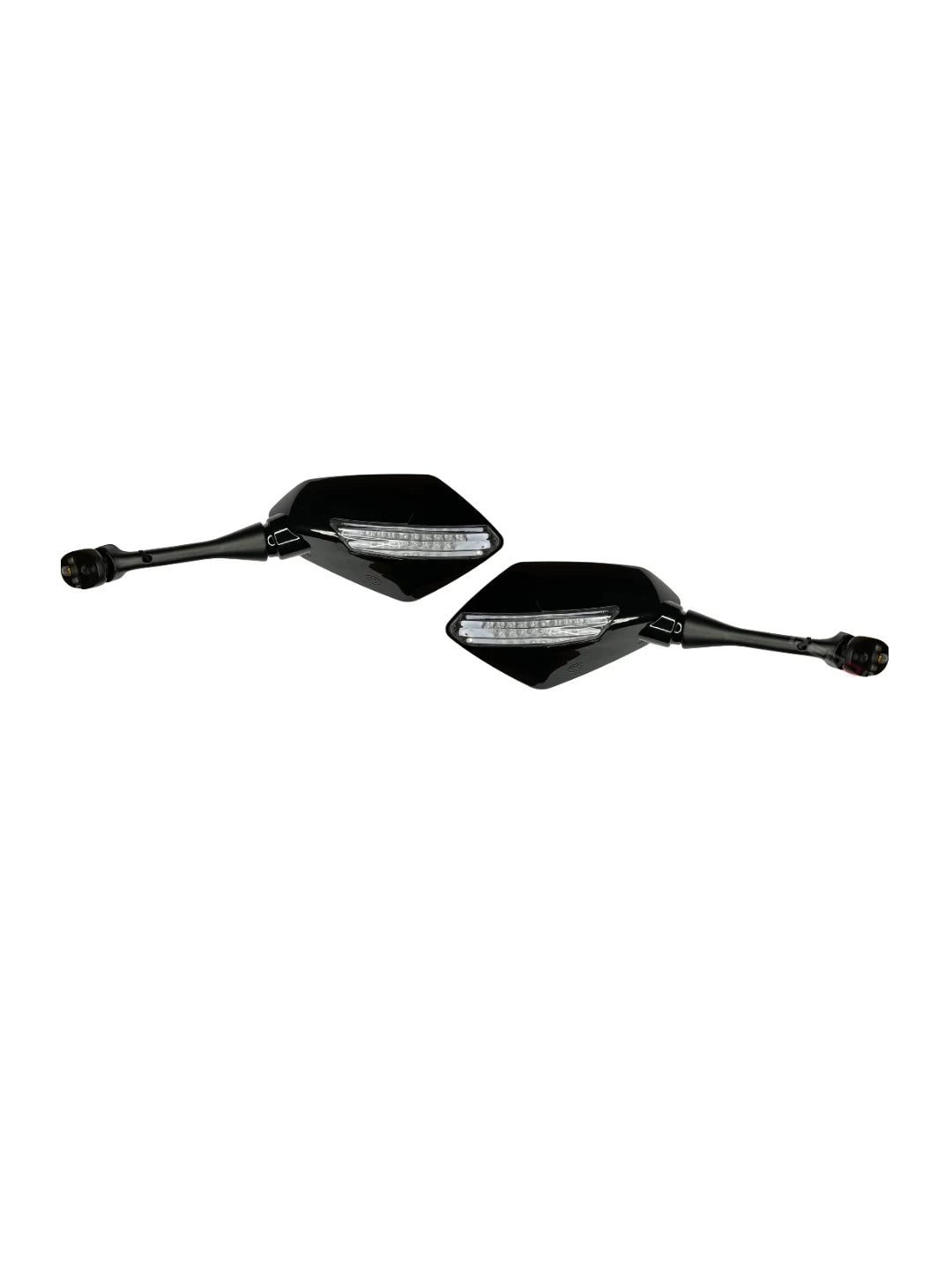 Pair of black motorcycle mirrors on a white background