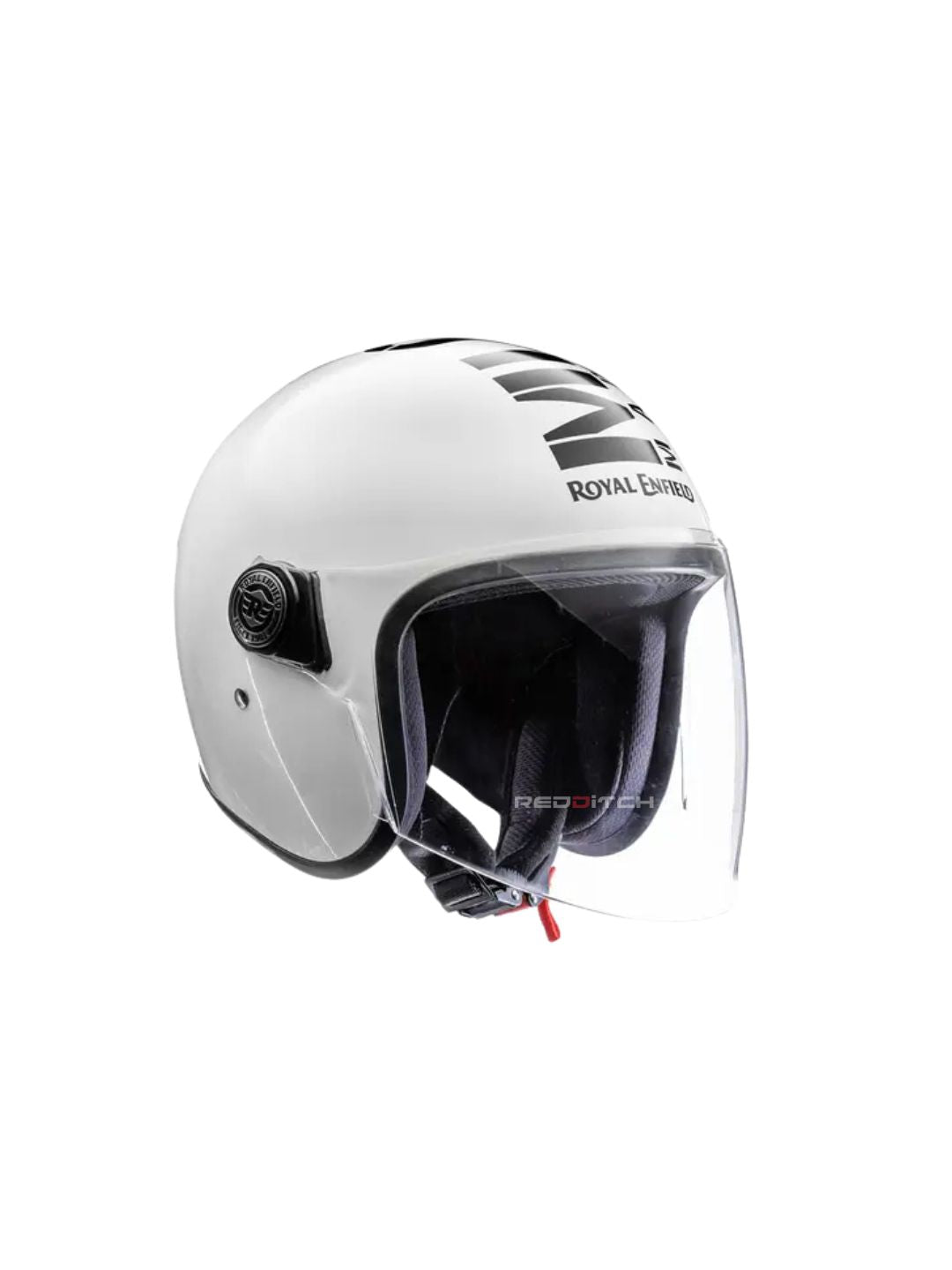 The Royal Enfield MLG Copter Face Long Visor Helmet in Gloss White offers a stylish and protective design. Featuring a long visor for enhanced visibility and wind protection, it ensures a comfortable riding experience with a premium finish.