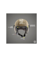 The Royal Enfield MLG Copter Face Long Visor Helmet in Matt Desert Storm offers a rugged look with superior protection. Its long visor ensures clear vision, while the sturdy construction provides comfort and safety for every ride.