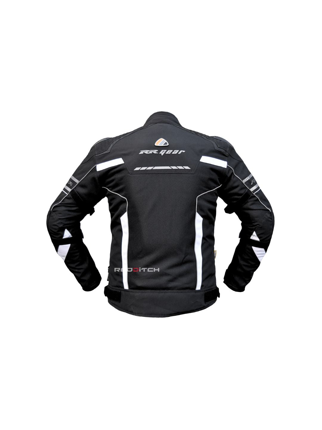 RR Gear Masculine, Avatar V.2 Jacket (Black/White), a stylish and functional riding jacket designed for ultimate protection and comfort, featuring high-visibility accents, impact-resistant armor, and breathable fabric for enhanced performance and safety on the road.