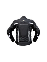 RR Gear Masculine, Avatar V.2 Jacket (Black/White), a stylish and functional riding jacket designed for ultimate protection and comfort, featuring high-visibility accents, impact-resistant armor, and breathable fabric for enhanced performance and safety on the road.