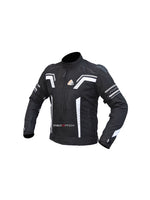 RR Gear Masculine, Avatar V.2 Jacket (Black/White), a stylish and functional riding jacket designed for ultimate protection and comfort, featuring high-visibility accents, impact-resistant armor, and breathable fabric for enhanced performance and safety on the road.