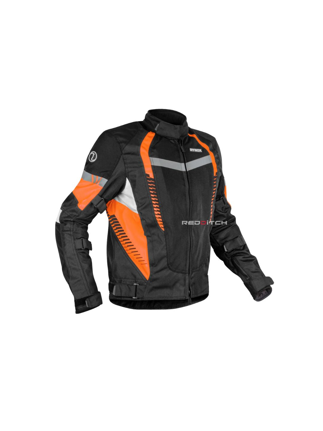 Rynox Tornado Jacket (Black/Orange): Stay protected and stylish with the Rynox Tornado Jacket. Featuring a bold black and orange design, this jacket is crafted for ultimate comfort, breathability, and safety, making it a perfect choice for every rider on their adventures.