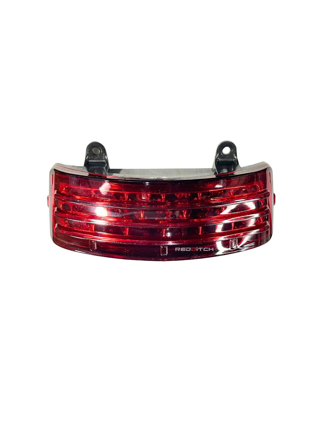 Universal Tail Lamp Red, a versatile motorcycle accessory compatible with various models, offering bright red illumination for enhanced safety and a sleek black finish for a modern look.