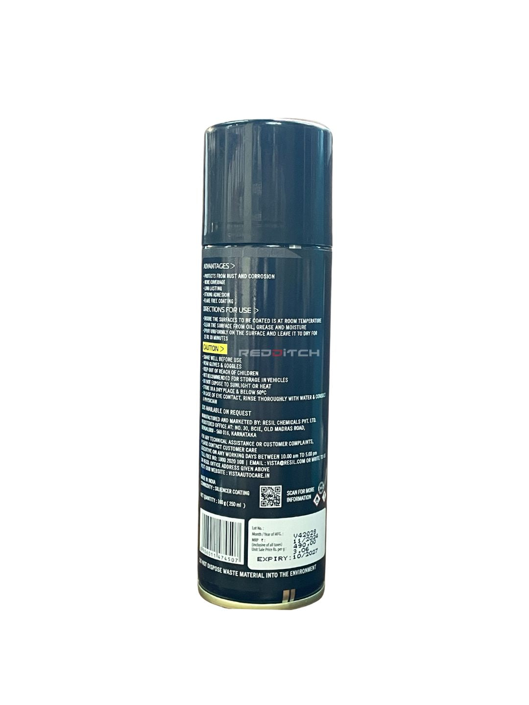 Vista Silencer Coating Paint (Black) – Heat resistant up to 600°C for durable protection.