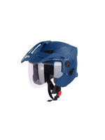 The Steelbird SBH-23 Ava Dashing With Peak Blue helmet combines style and functionality. Its striking blue design, enhanced with a peak visor, ensures a bold look while offering excellent sun protection. Lightweight, durable, and comfortable, it’s perfect for riders seeking a reliable helmet for everyday use.