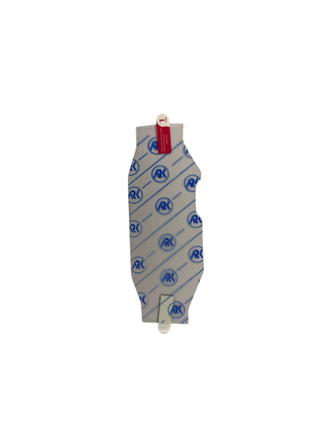 Gray sock with blue branding on a white background