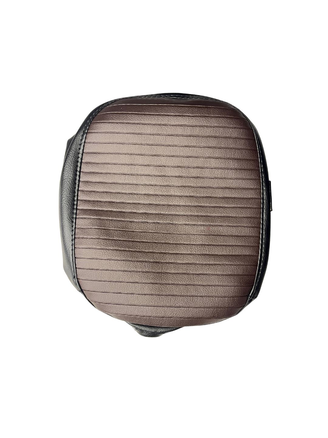 Brown leather seat with stitching on a white background