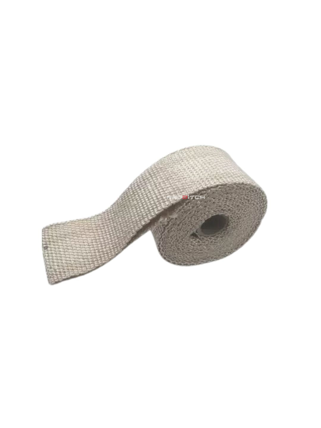 Black Exhaust Wrap, a heat-resistant accessory for motorcycle exhaust pipes, designed to minimize heat radiation, enhance performance, and provide a sleek, stylish white finish.